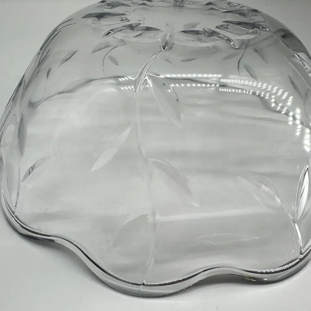 Unbranded Princess House Style Crystal Leaf Serving Bowl Cottagecore Decor